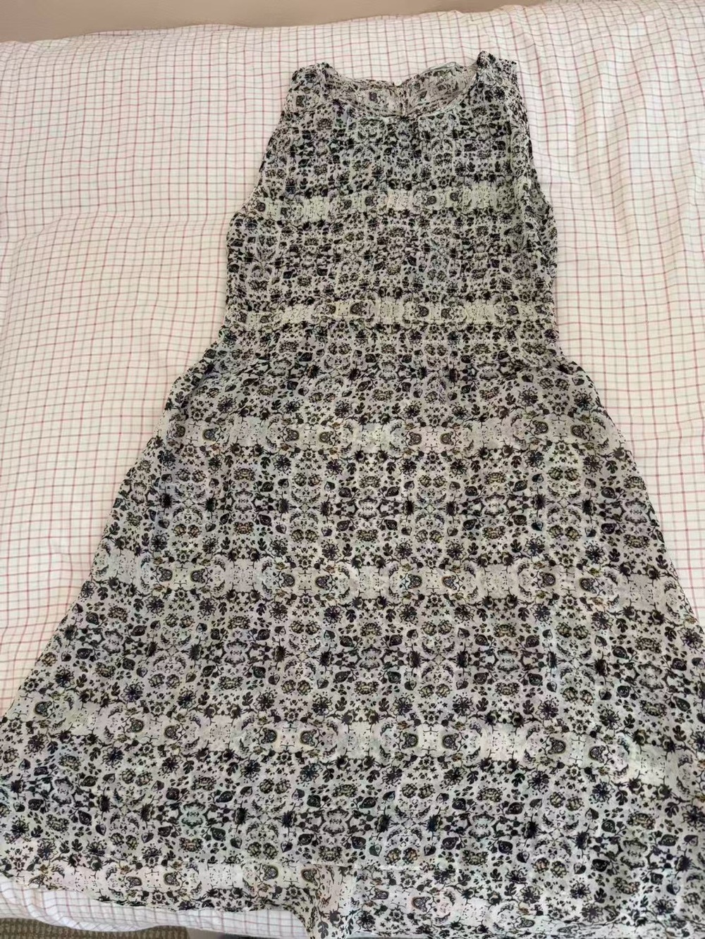 Club Monaco Cream & Black Silk Floral Dress